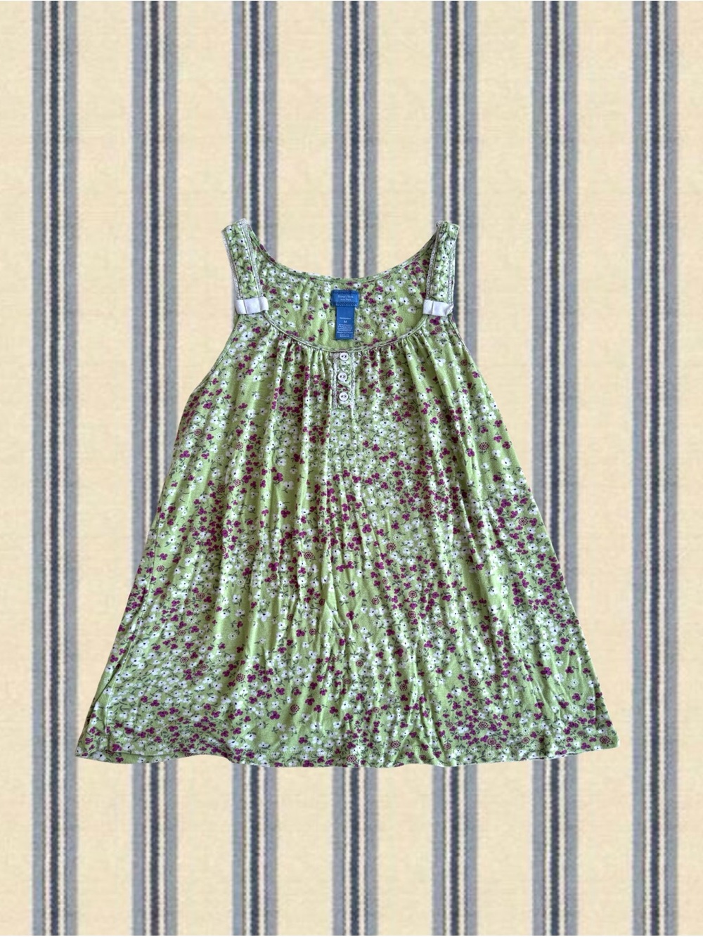 Green Floral Sleeveless Tank Top with Button Front